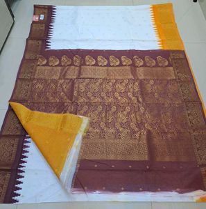 BRAND NEW Elegant White & Gold Saree