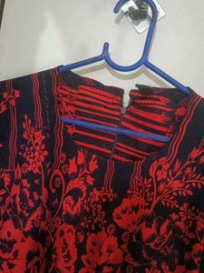 Red &amp; nevi Blue Floral Print Dress