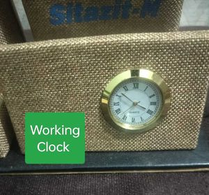 Premium Jute Desk Organizer with Clock