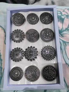 Women Oxidised Silver Adjustable Rings - 2 Pieces