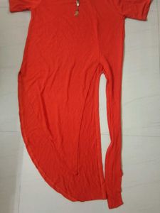 Vibrant Red Top with Gold Charm