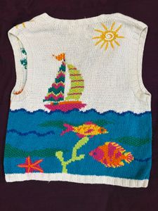 Vintage Tropical Fish Knit Vest