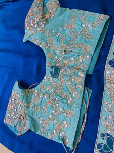 Royal Blue Designer Saree with Ready-Made Stitched