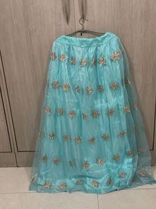 Aqua Embellished Lehenga Choli Unstitched