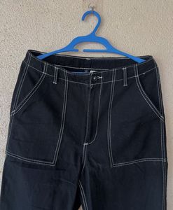 Black Cropped Carpenter Pants