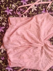 Cute Pink Textured Crop Top