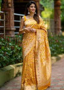 Elegant Yellow Banarasi Silk Saree
