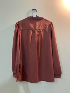 Elegant Rosewood Bow Blouse