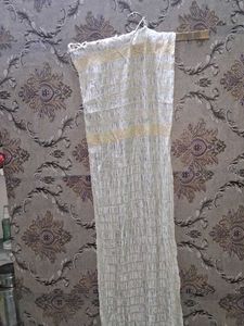 Elegant White &amp; Green Striped Dupatta of 1