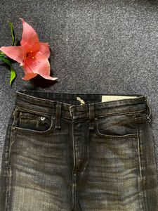 Washed Black Distressed Flare Jeans