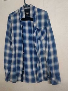 Men's Blue Plaid Button-Up Shirt