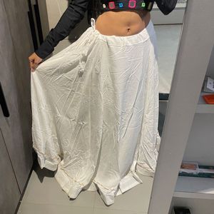 White Ethnic Skirt with Gold Trim