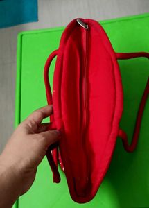 Embroidered Red Tote Bag