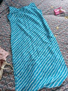 Blue Jaipuri print kurta with white pant