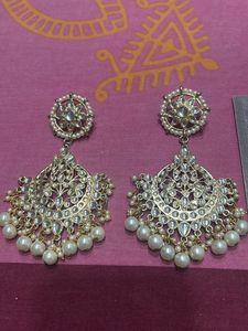 Elegant Pearl & Stone Dangle Earrings