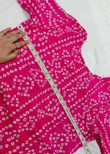 Vibrant Pink Bandhani Print Kurta