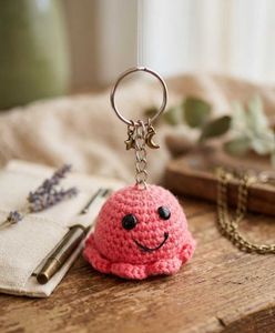 Cute Pink octopus Crochet Keychain