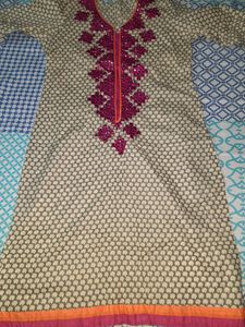 cotton  kurta with chiffon  dupatta