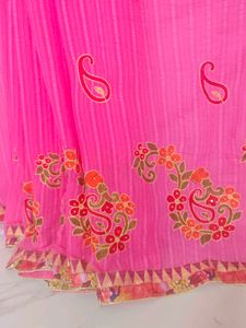 Elegant Pink Embroidered Saree
