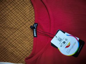 Poppy Red Ribbed Top