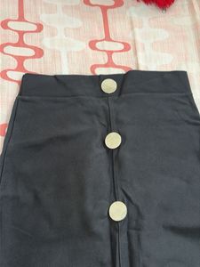 Black Button Detail Skirt