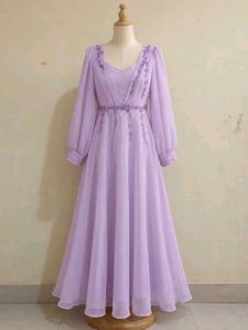 Lilac Gown with Embroidery