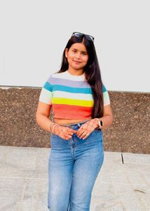 Rainbow Stripe Cropped Knit Top