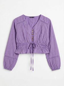 Purple Smocked Waist Blouse