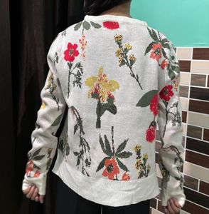 Korean Floral Pullover Sweater
