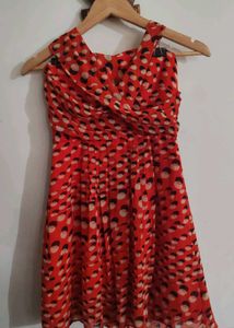French Designer Orange Polka Dot Dress