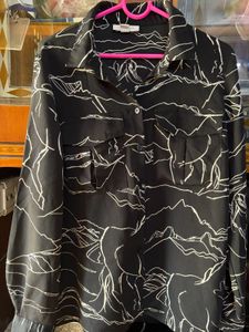 Monochrome Abstract Print Shirt