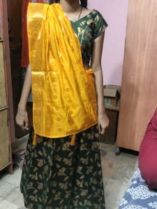 Green Yellow Girls Lahenga Choli