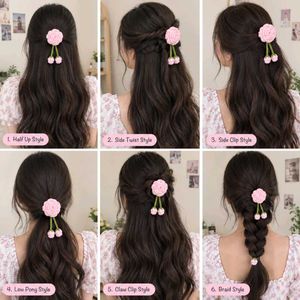Crochet Pink Rose Hair Clip💗