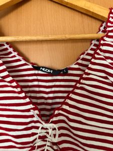 Striped Sleeveless Tie-Up Top