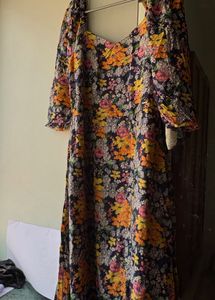 Floral Print Midi Dress with Slit