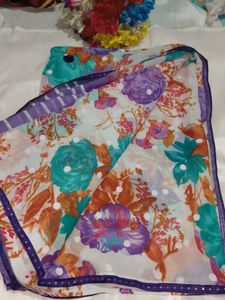 Vibrant Floral Print Saree with blouse