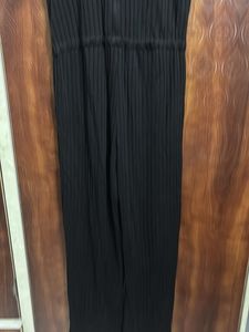 Black Ribbed Jumpsuit with Drawstring Waist