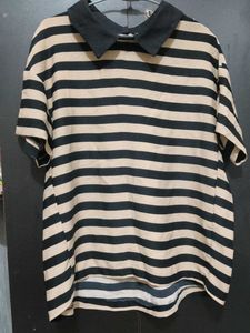 Striped Collared Tunic Top