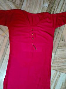 Women Pink Solid Straight Kurta