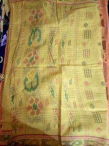Vibrant Yellow Cotton Saree