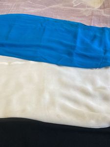 4 Georgette And 1 Yellow Cotton Silk Dupattas