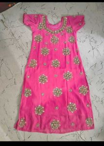 Embellished Y2K bollywood vintage Pink Kurta Set