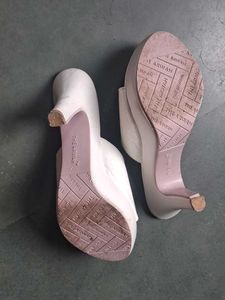 White Croc Print Heeled Mules