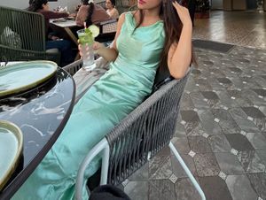 Elegant Satin Cowl Neck Midi Dress