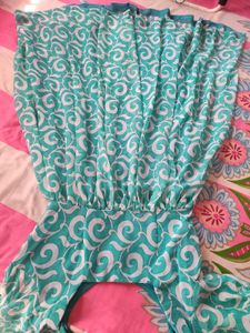 Chic Teal Swirl Print Midi Dress