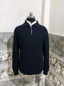 Men's Navy Blue Zipper Sweater