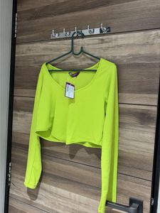 Bright Green Long Sleeve Crop Top