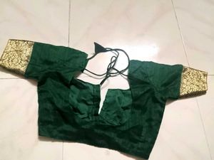 soft green saree with patchwork