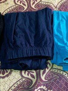 Black,Navy Blue,Sky Blue Ankle Length Bottoms