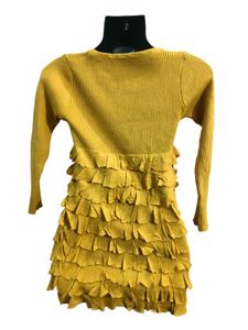 Ribbed Frilled Dress Stretchable Free Size S To L